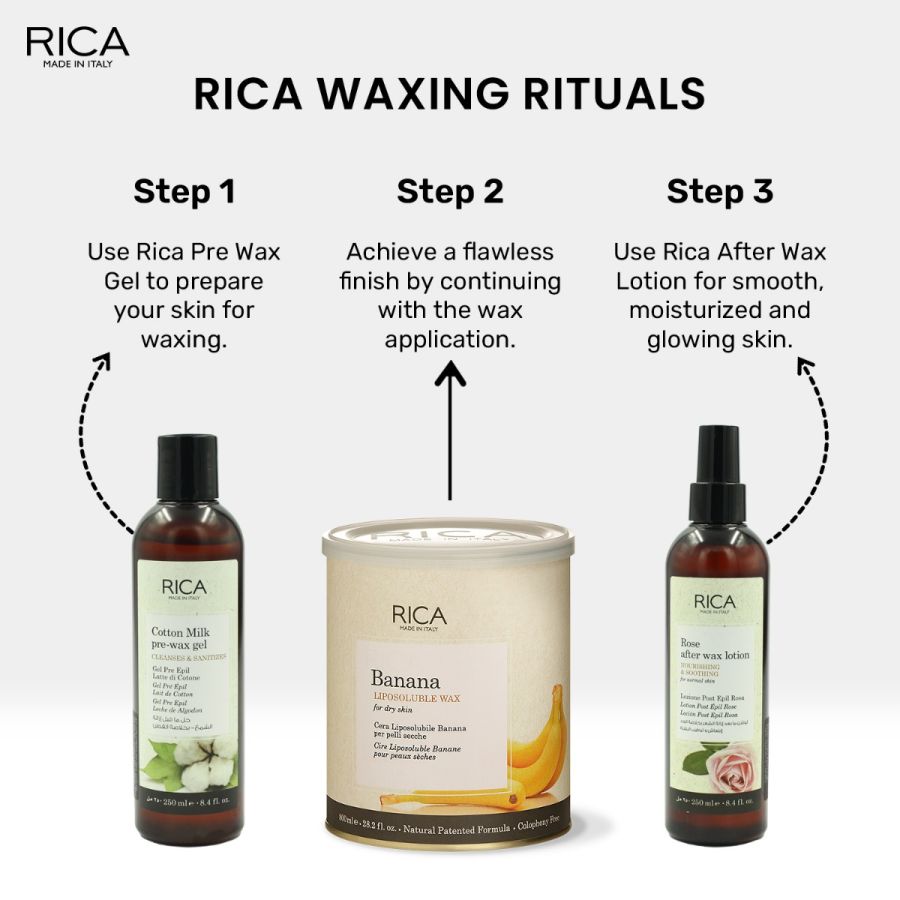 Rica Banana Liposoluble Painless Hair Removal Wax For Men & Women| Quick & Easy Tan Removal Waxing for Dry Skin| 800 ml, Pack of 1