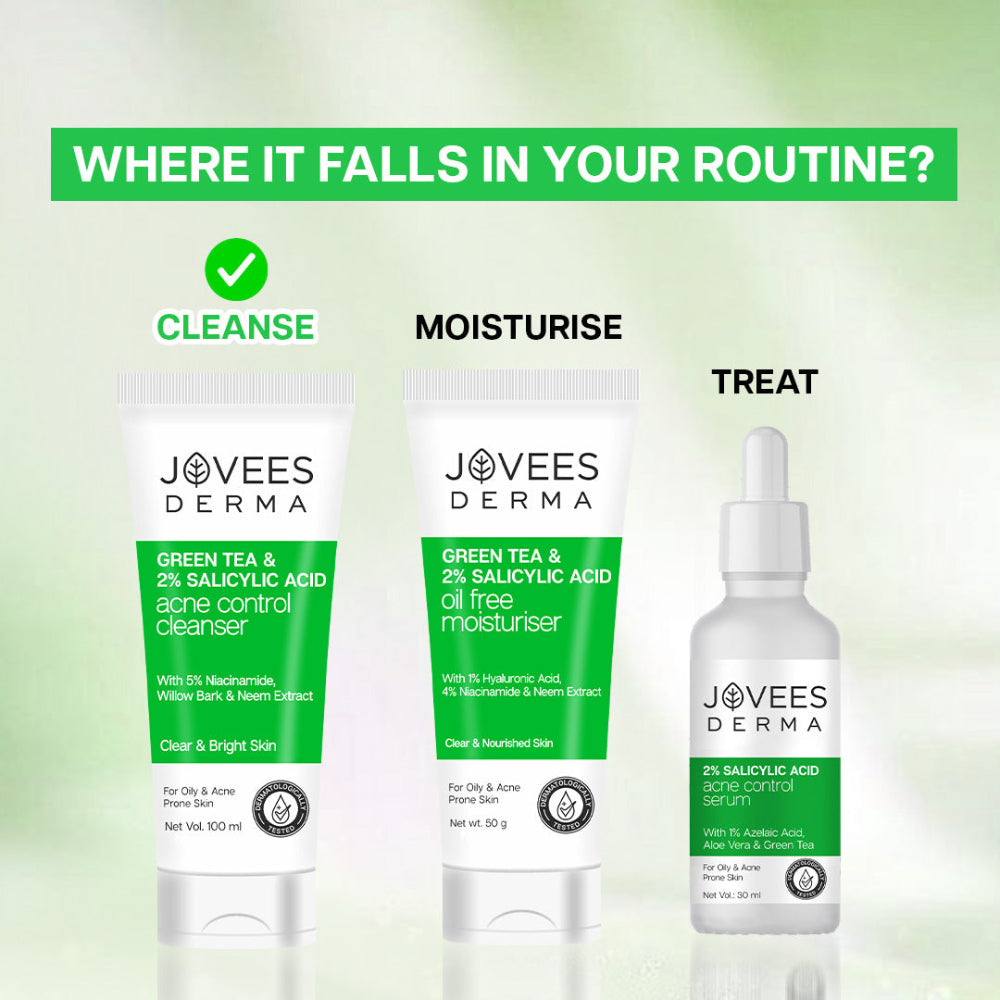 Jovees Derma Green Tea & 2% Salicylic Acid Acne Control Cleanser-100 ml