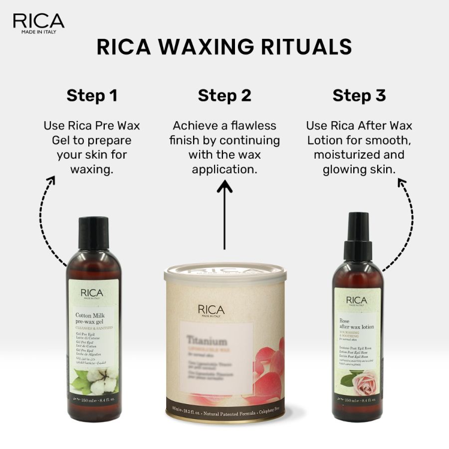 Rica Rose After Wax Lotion – 250 ml | Soothing & Hydrating Post-Wax Skin Care with Natural Rose Extract