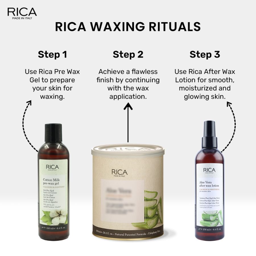 Rica Aloe Vera After Wax Body Lotion for Sensitive Skincare with Sun flower Oil, Jojoba Oil & Vitamin E - 250ml