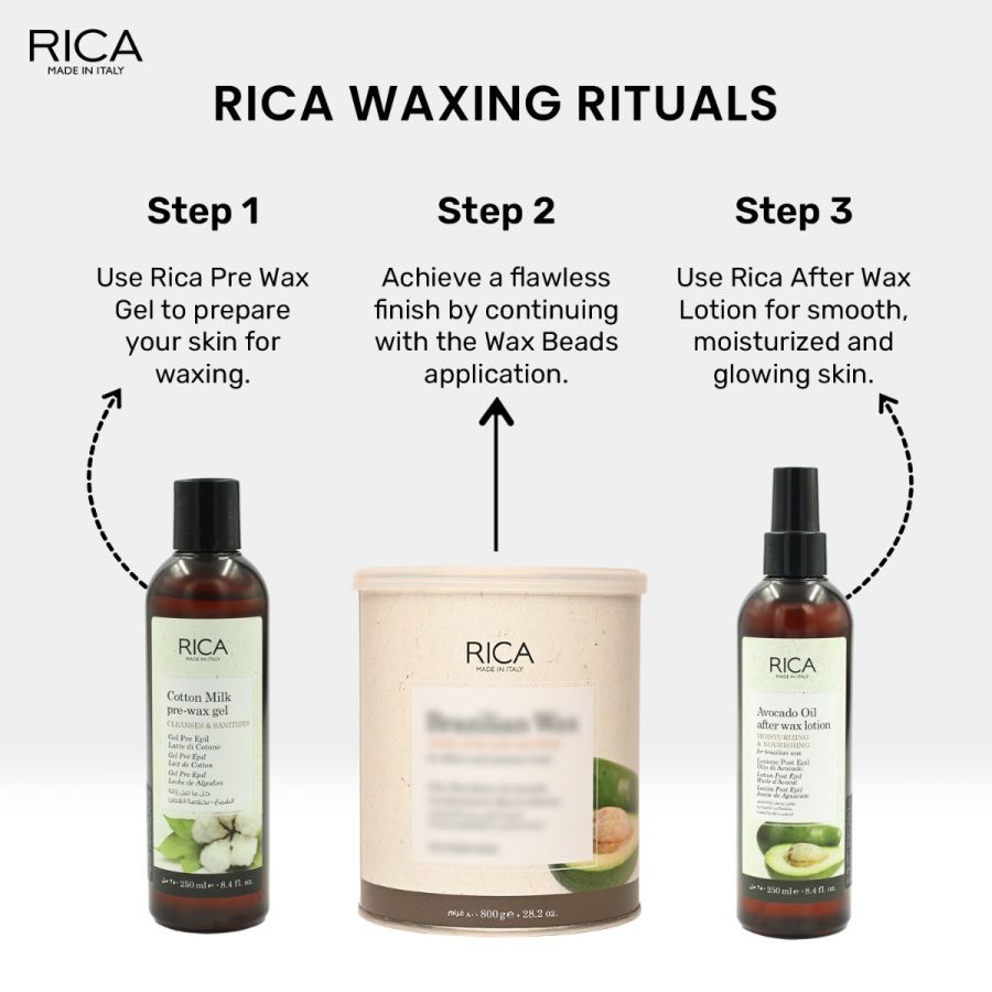 Rica Avocado Oil After Wax Lotion for Men & Women – Moisturizing & Soothing Post-Wax Care (250 ml) | Nourishes Sensitive Skin & Removes Wax Residue