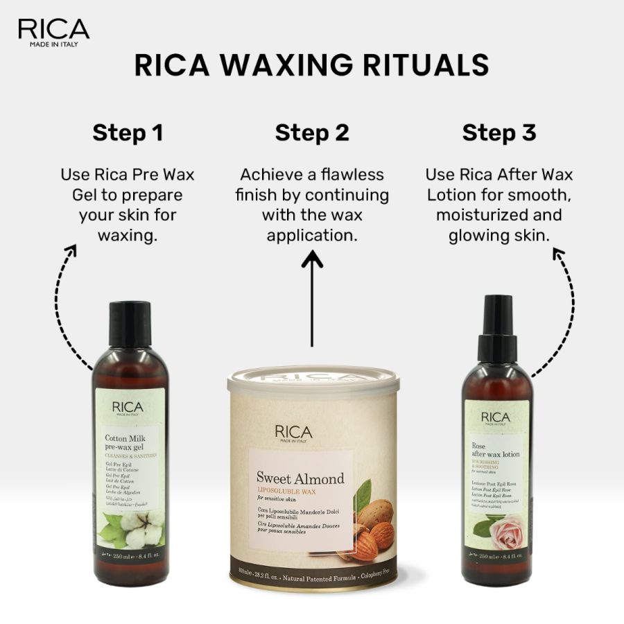 Rica Sweet Almond Liposoluble Painless Hair Removal Wax For Men & Women| Quick & Easy Tan Removal Waxing for Sensitive Skin| 800 ml, Pack of 1