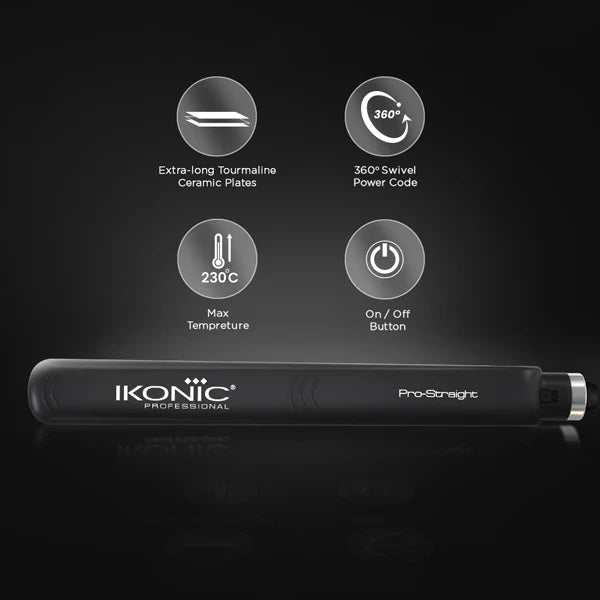 Ikonic Professional Pro Straight Black Hair Straightener