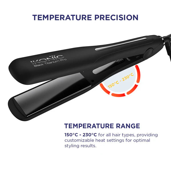 Ikonic Professional Black Titanium Pro Hair Straightener