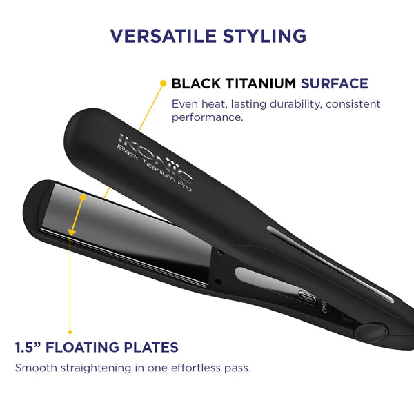 Ikonic Professional Black Titanium Pro Hair Straightener