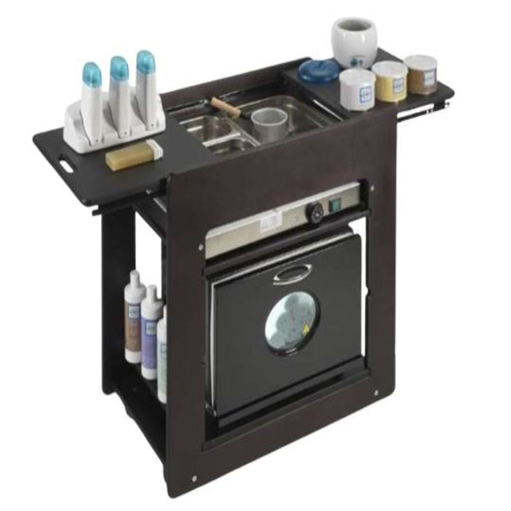 Delmore - AADHIRA Wooden Stone Heater & Towel Sterilizer Trolley – Premium Spa Utility Trolley