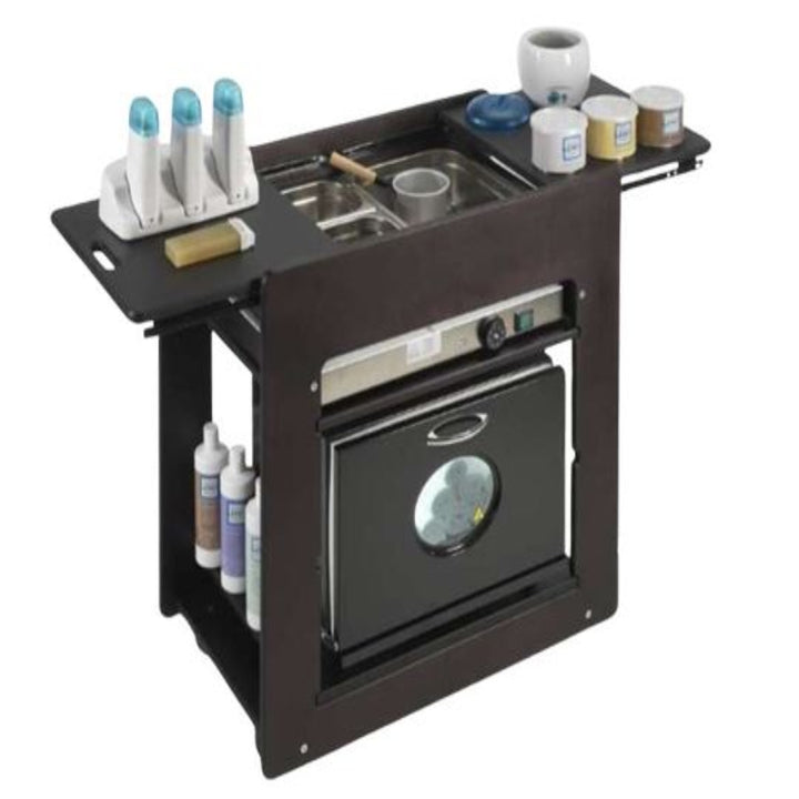Delmore - AADHIRA Wooden Stone Heater & Towel Sterilizer Trolley – Premium Spa Utility Trolley