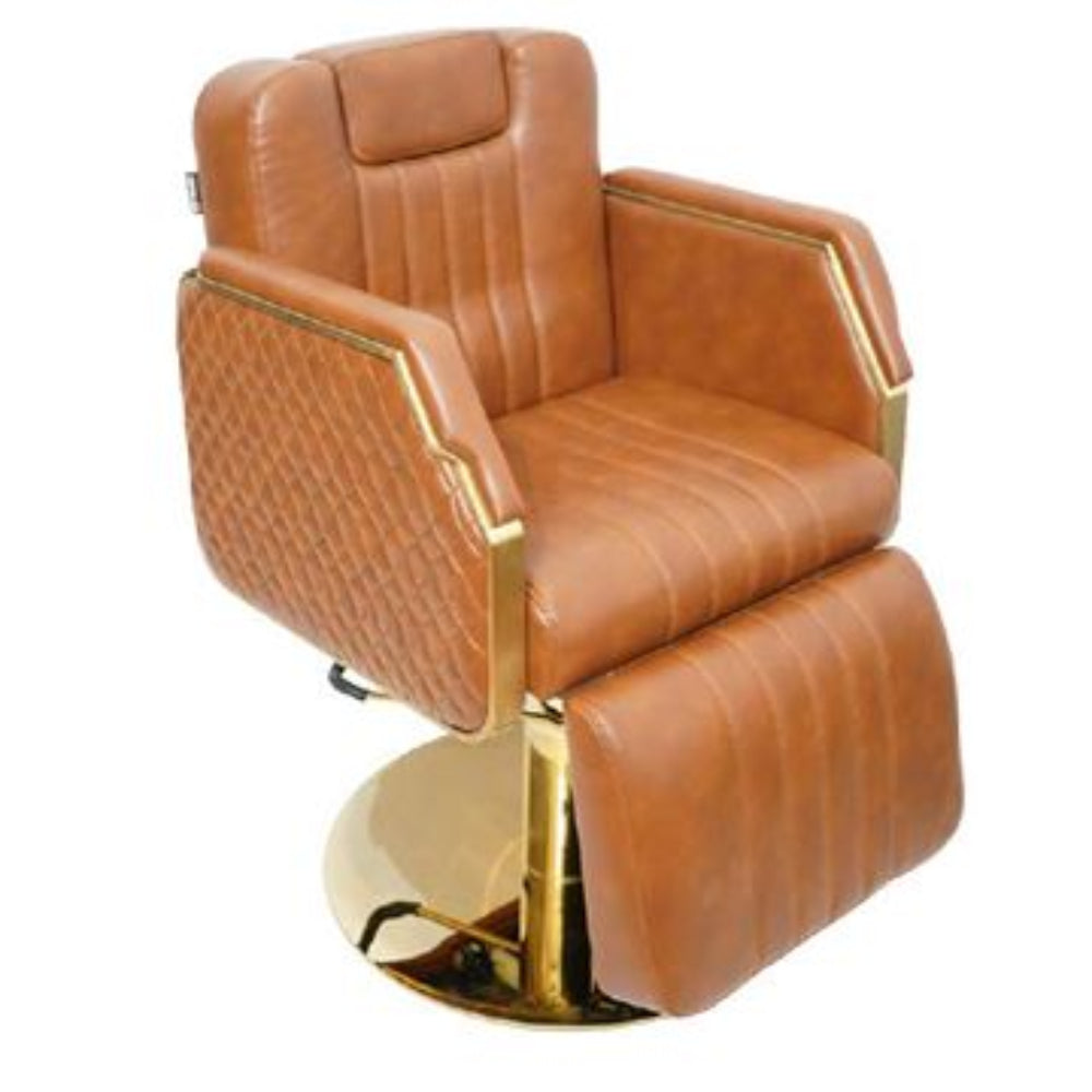 Accord Multipurpose Salon Chair – Hydraulic Reclining Chair with Synchronized Backrest & Leg rest (Stainless Steel & Gold Finish)