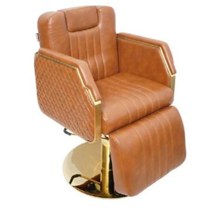 Accord Multipurpose Salon Chair – Hydraulic Reclining Chair with Synchronized Backrest & Leg rest (Stainless Steel & Gold Finish)