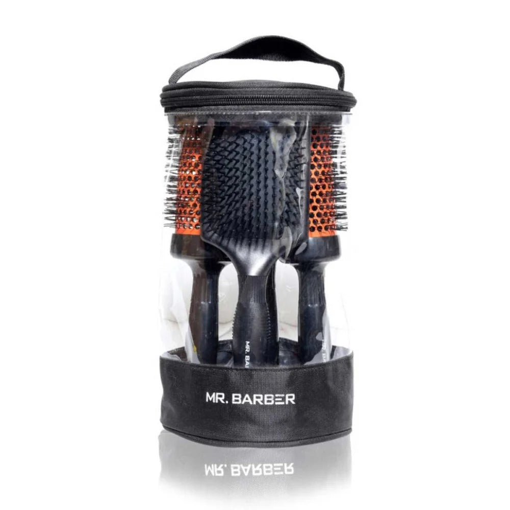 Mr. Barber Ceramic Brush Kit MB-BK1 | Professional Hair Styling Brush Set with Free Kit Bag