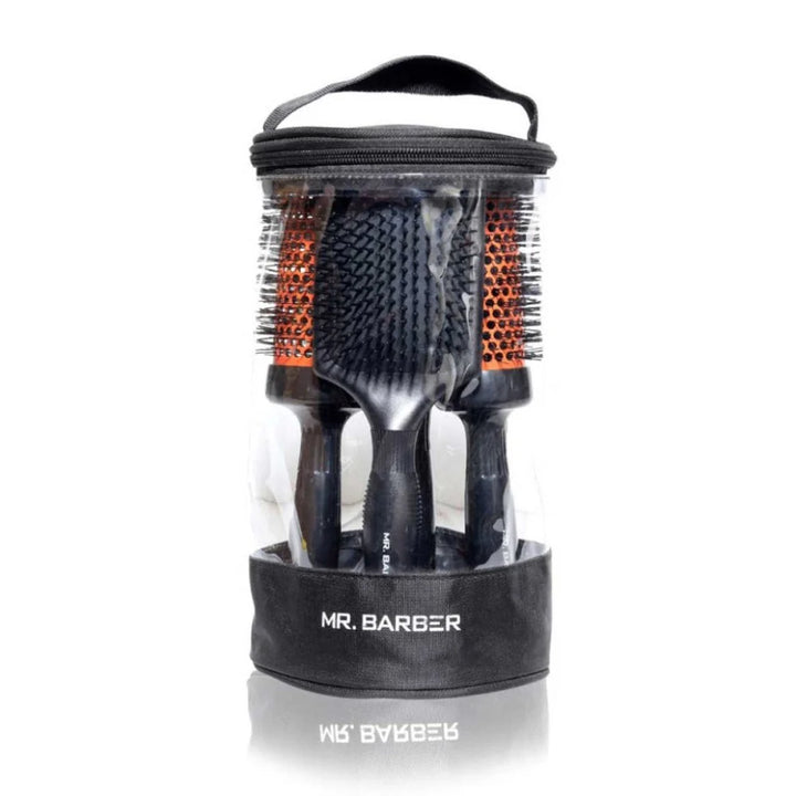 Mr. Barber Ceramic Brush Kit MB-BK1 | Professional Hair Styling Brush Set with Free Kit Bag