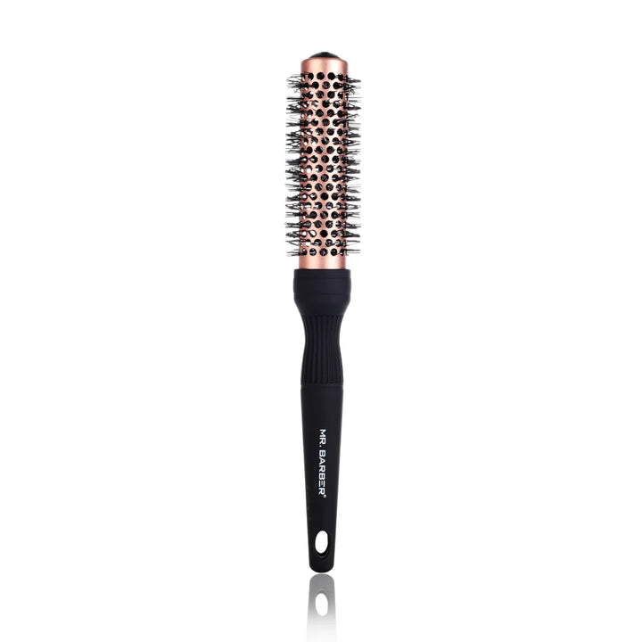 Mr. Barber Copper Ceramic Barrel Hair Brush - 25 mm, Round Thermal Brush - Black & Copper/Blow Dry Brush - 1 Piece