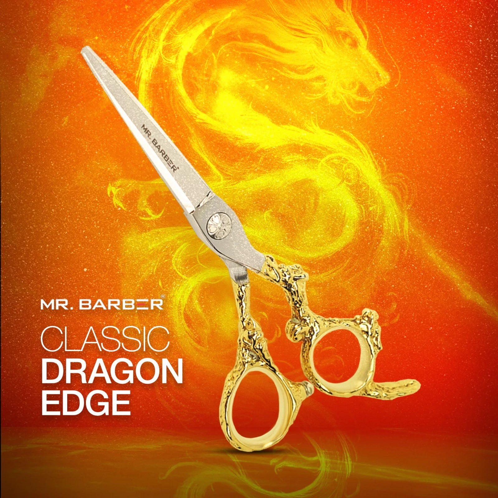 Mr. Barber Classic Dragon Edge Hair Cutting Scissor – Premium Professional Salon Scissors with High-Quality Special Steel, Pivot Screw System, and Golden Dragon Handle (5.5 Inch)