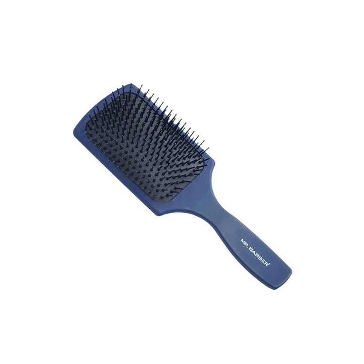 Mr. Barber Flat Mate Large Paddle Brush – Blue | Natural Detangler with Ball-Tipped Bristles to Stimulate Scalp & Promote Hair Growth - 1 Piece