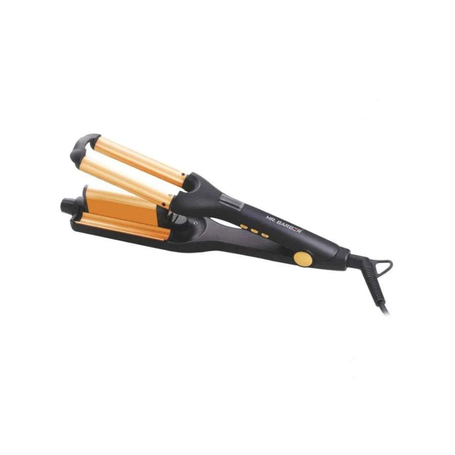 Mr. Barber Wonder Waver Hair Curling Tong with Adjustable Waver Barrel - Black - Tourmaline Technology
