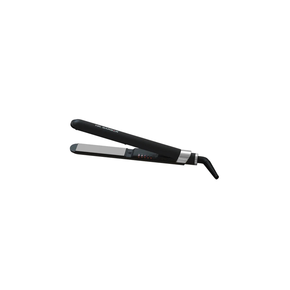 Mr. Barber Straits N Shine Slim Titanium Plates, Professional Hair Straightener - Black Flat Iron