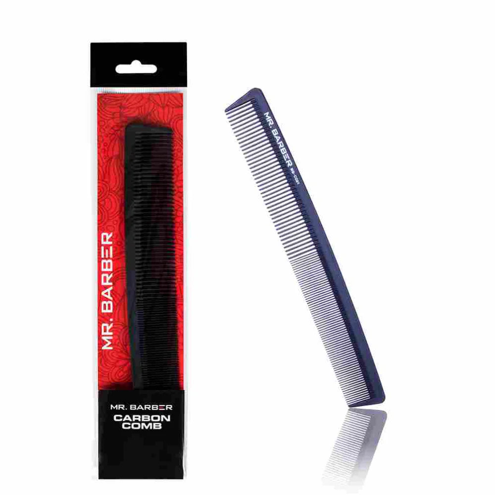 Mr. Barber Carbon Comb MB-CO01 | Heat-Resistant Professional Hair Styling Comb with Rounded Tips (1 Piece)