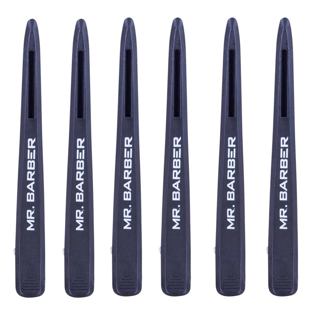 Mr. Barber Professional Carbon Clips - Black Pack of 6 Piece | Hair Clips for Hair Styling | Hairdressing Salon Hair Styling Clips