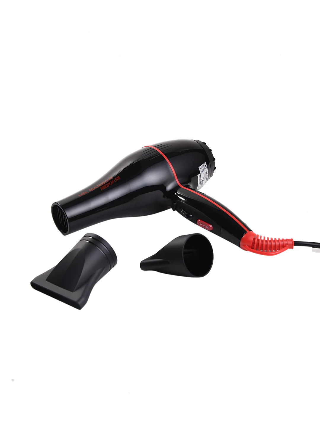 Mr. Barber MB-PP2500 Power Play with 2 Air Flow Detachable Nozzles Professional Hair Dryer, Blow Dry, Salon Style, 2200 Watts (Black)