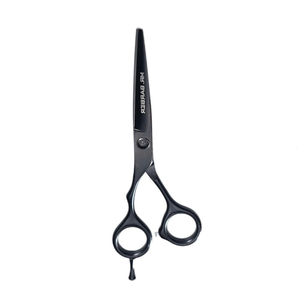Mr. Barber Classic Black Teflon Scissors 5.5" (14 cm) | Professional Hair Cutting Shears - 1 Piece