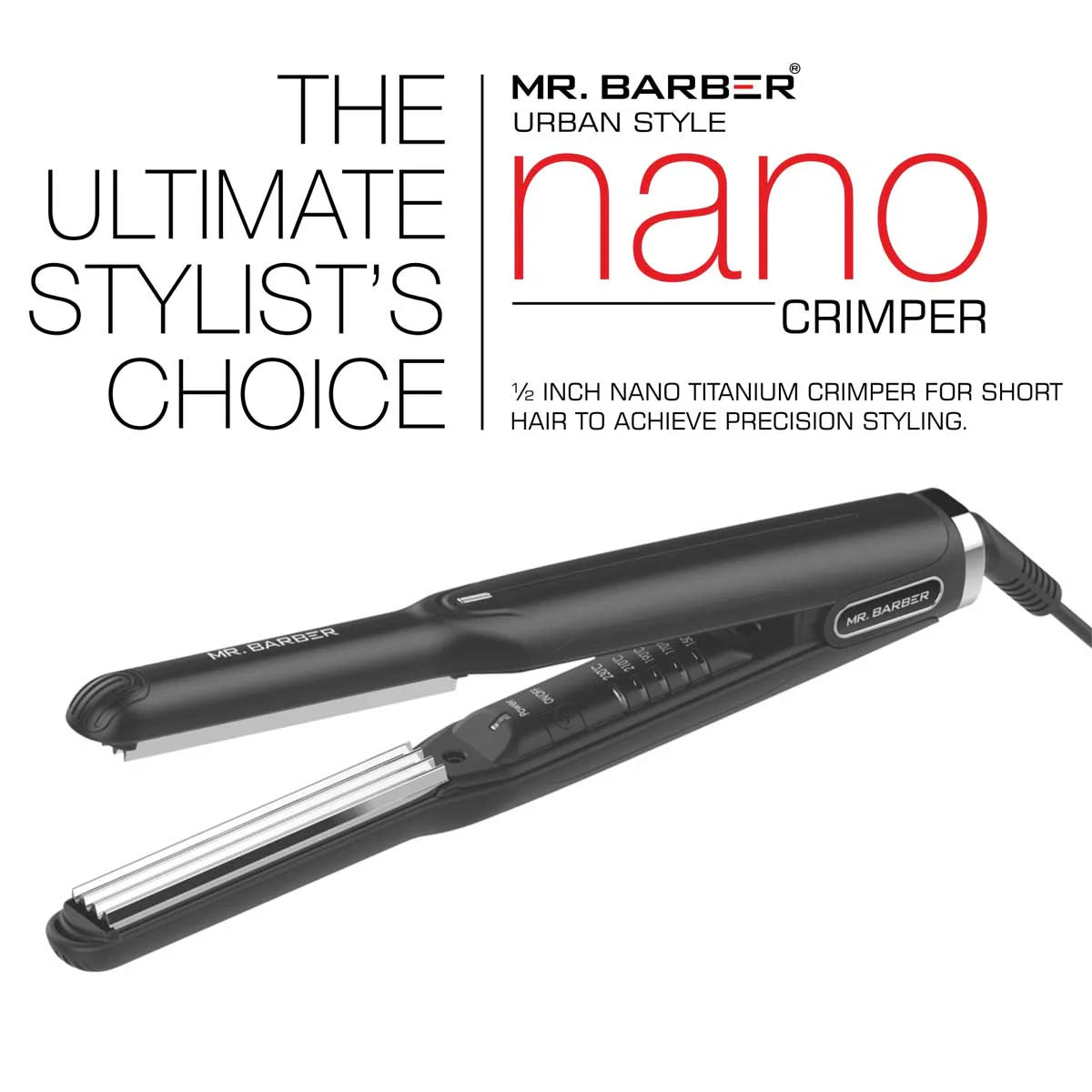 Mr. Barber Urban Style Nano Crimper - Nano Titanium Crimper - Black - Professional Crimper