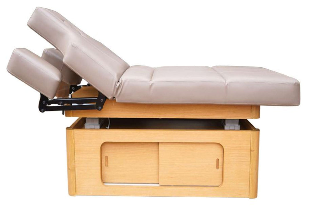 Delmore - TAKSH Electric Spa Table – 4-Motor Adjustable Premium Spa Bed with Dual-Side Storage & Pneumatic Armrests