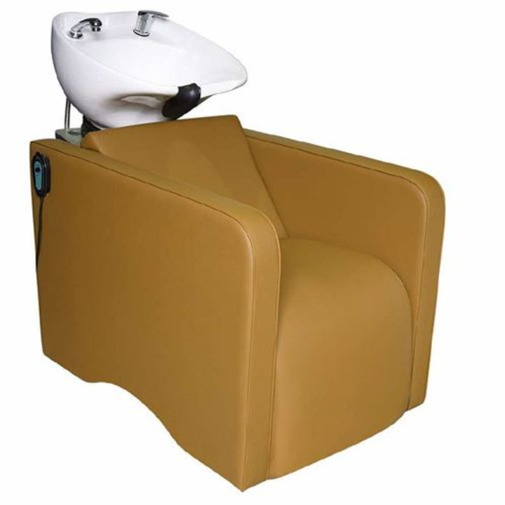 Delmore - Vistara Electric Shampoo Station – Relaxed Design with Lumbar Support, Electric Footrest & Ceramic Basin