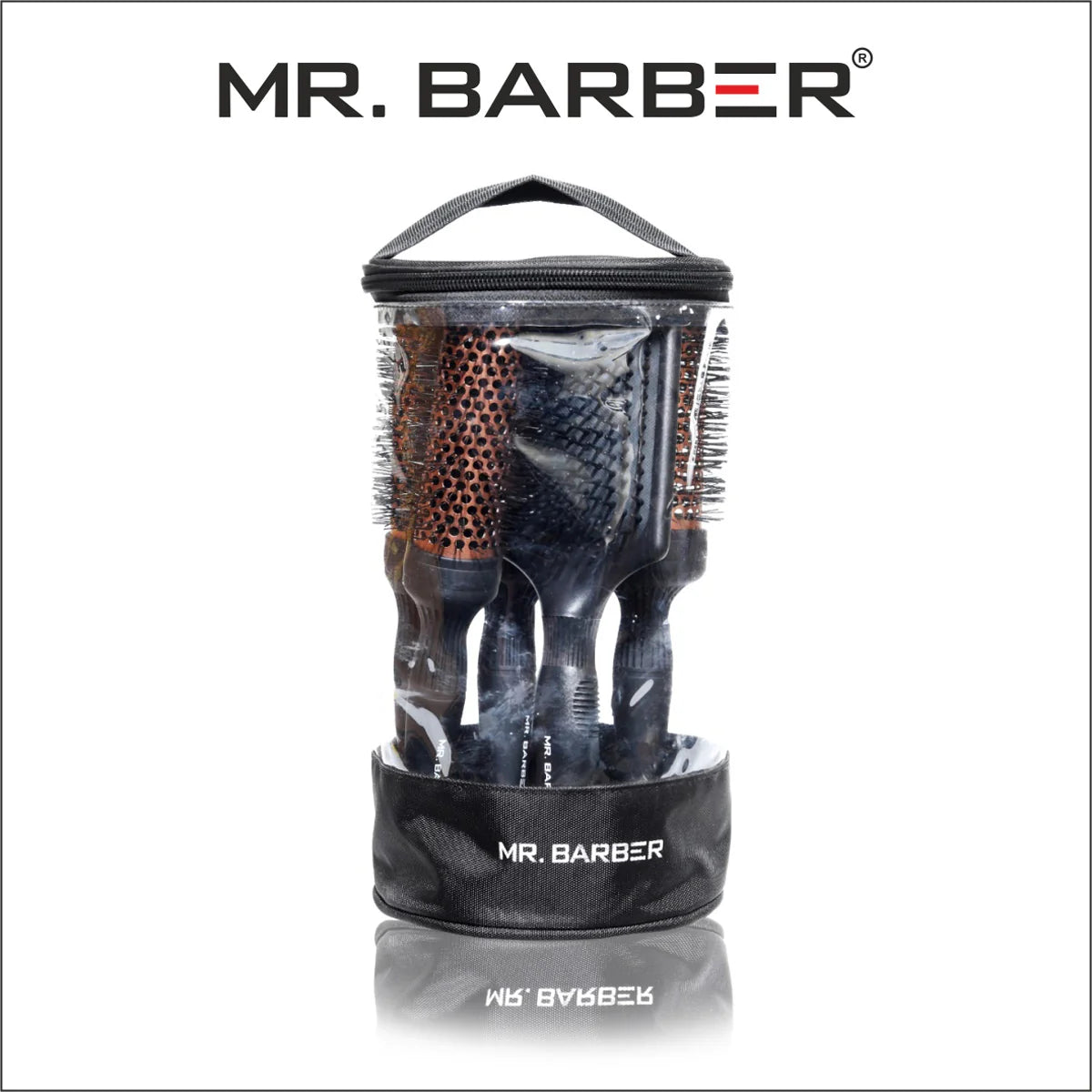 Mr. Barber Ceramic Brush Kit MB-BK1 | Professional Hair Styling Brush Set with Free Kit Bag