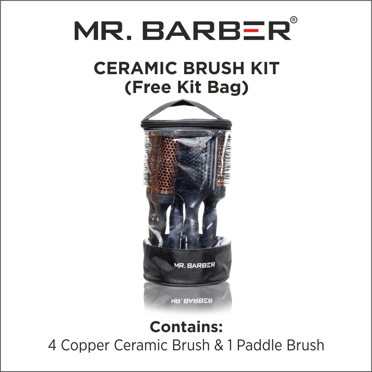 Mr. Barber Copper Ceramic Brush Kit | Includes Free Paddle Brush – Professional Hair Styling Set