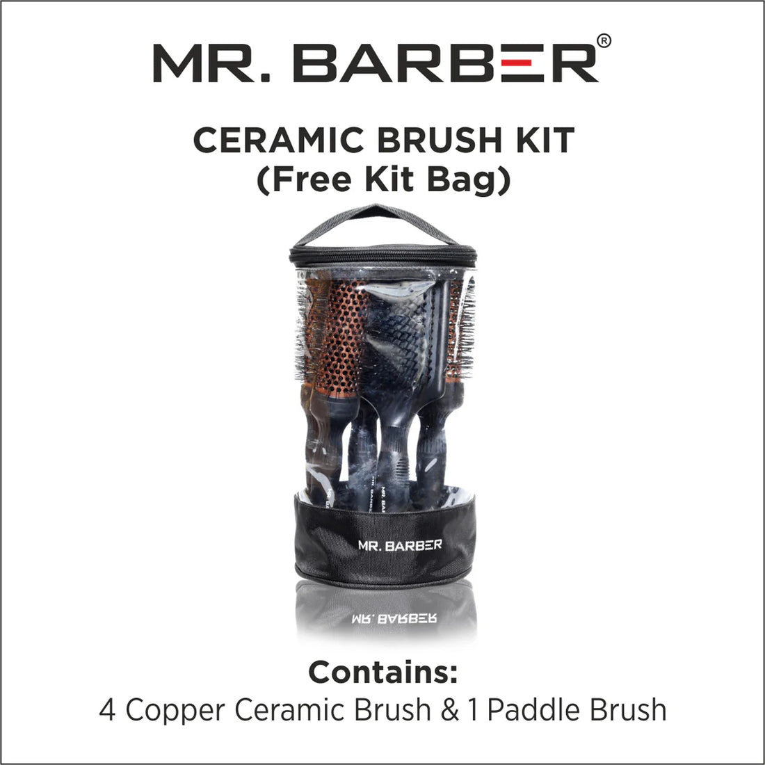 Mr. Barber Copper Ceramic Brush Kit | Includes Free Paddle Brush – Professional Hair Styling Set