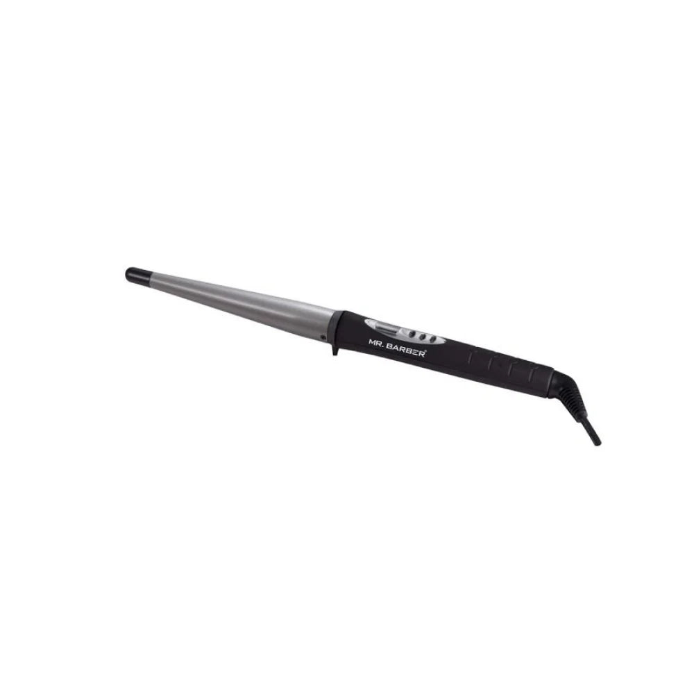 Mr. Barber Curl On Conical Tong 19mm Ceramic Infused Barrel, Hair Curling Tong - Black Hair Curler