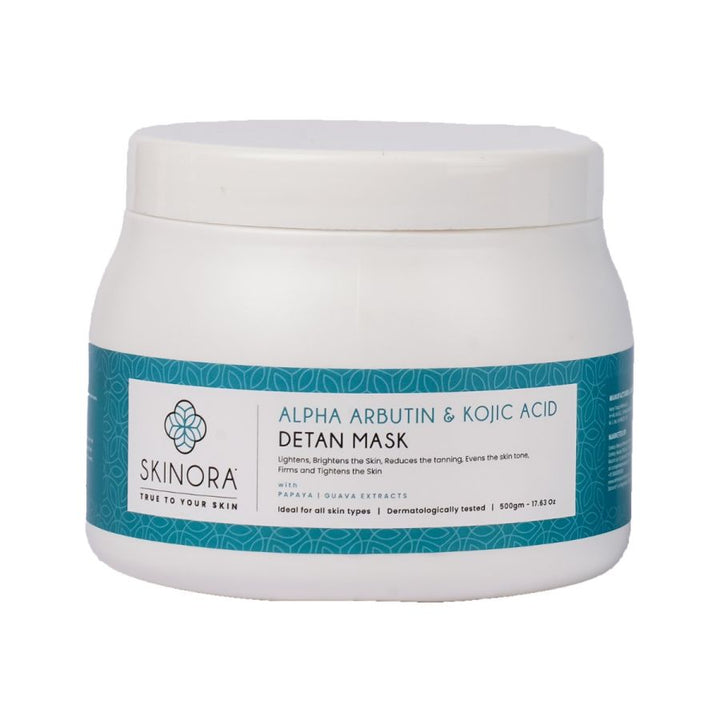 Skinora Alpha Arbutin & Kojic Acid Detan Mask| With Fruit Extracts| For Tan Removal & Skin Brightening| Added Skin-firming & Tightening Action| For All Skin Types|500gm