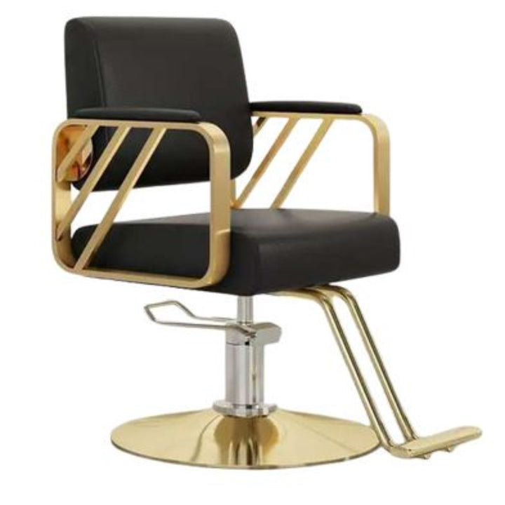 Deuce Styling Chair – Hydraulic Salon Chair with Fixed Backrest & Adjustable Height (Stainless Steel & Gold Options)
