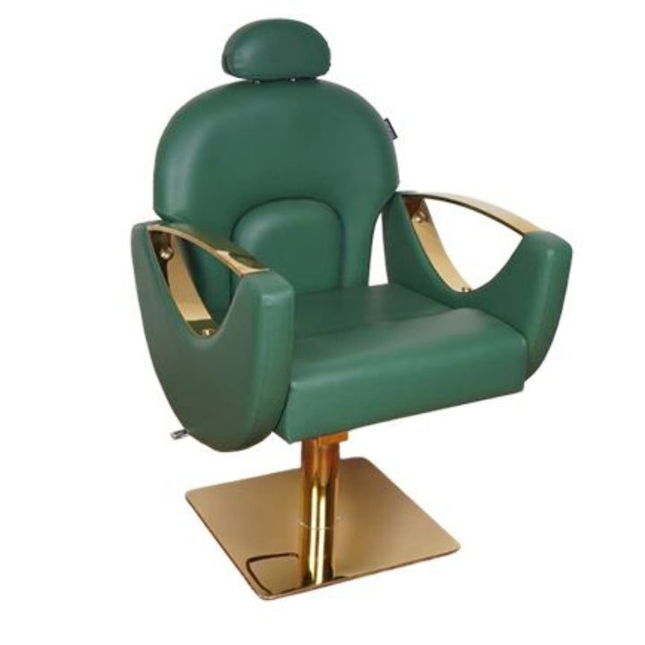 Venice Unisex Styling Chair – Hydraulic Reclining Salon Chair with D-Cut Armrests (Stainless Steel & Gold Base Options)
