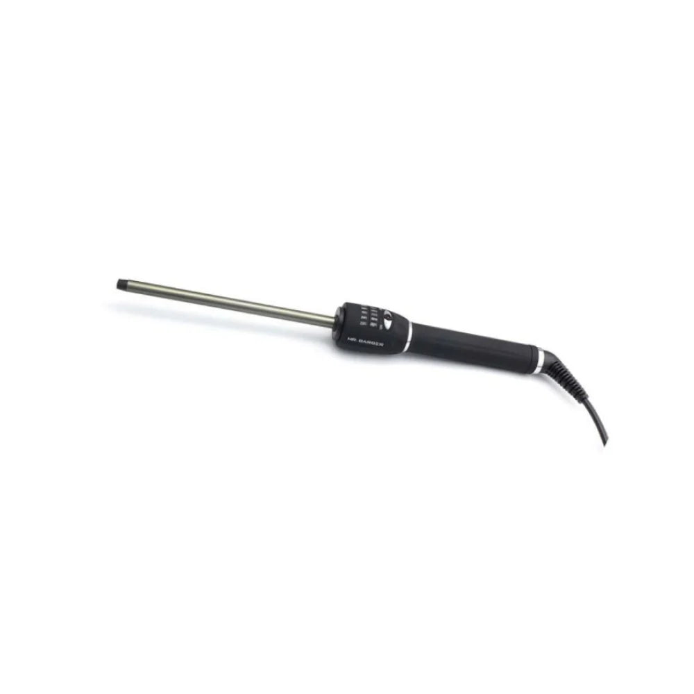 Mr. Barber Magical Curl Style Wand - 9mm Ceramic Infused Barrel, Hair Curling Tong - Black Hair Curler
